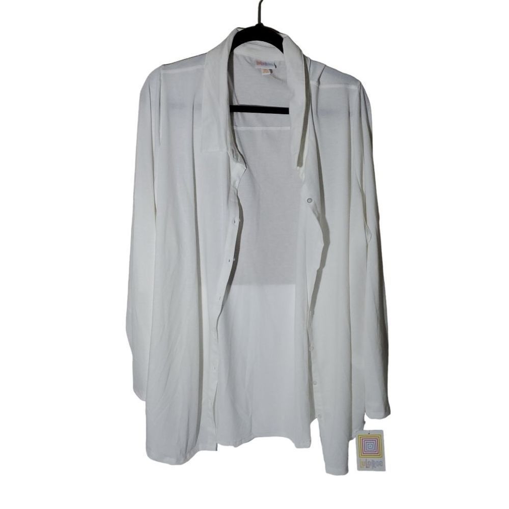 NWT LulaRoe White Long-sleeved Blouse Dress-up Women's Shirt 3XL